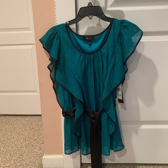 BCX Tops - BCX Front-Tied Emerald Blouse Size Medium